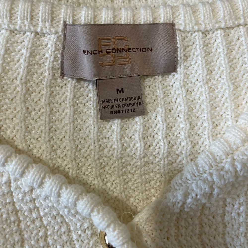 French Connection Cream Knit Cardigan Top Gold Buttons M NWT - Picture 9 of 9